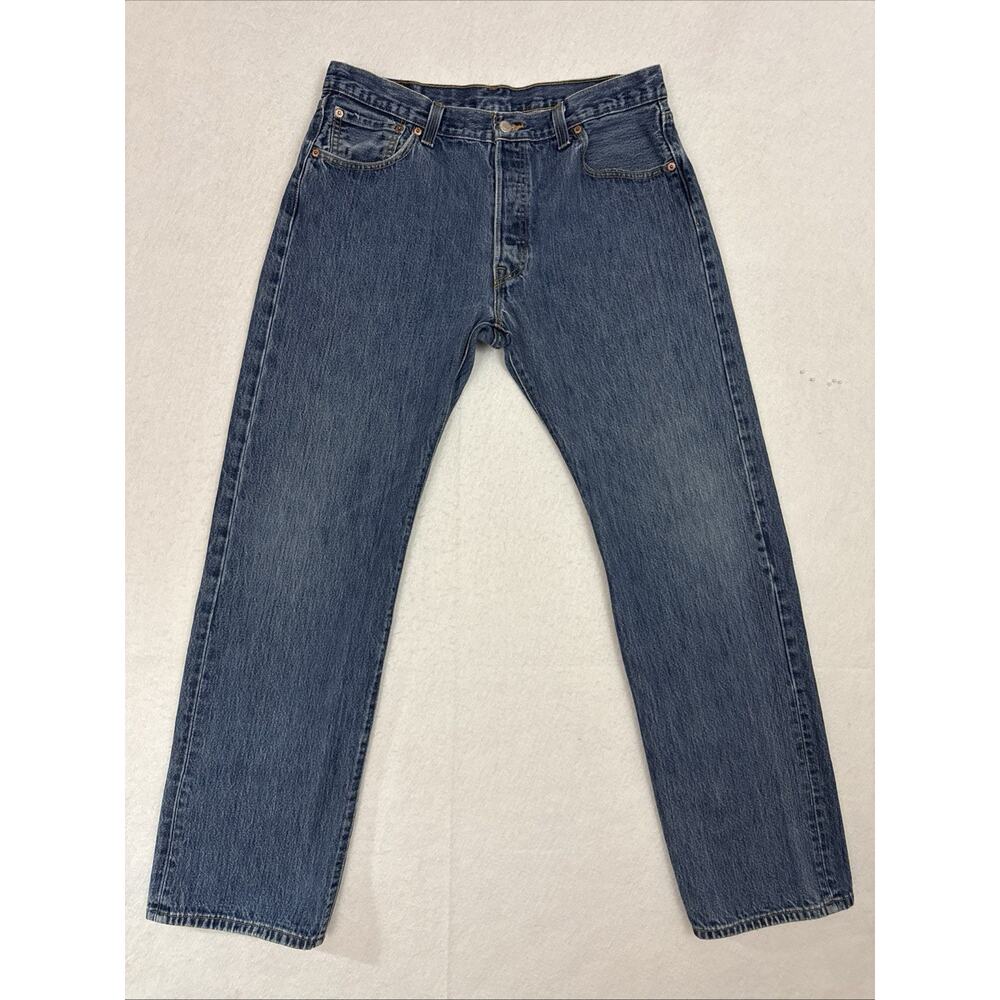 Levis 501 Jeans Mens 36X34 Blue Original Fit Straight Leg Button Fly Denim